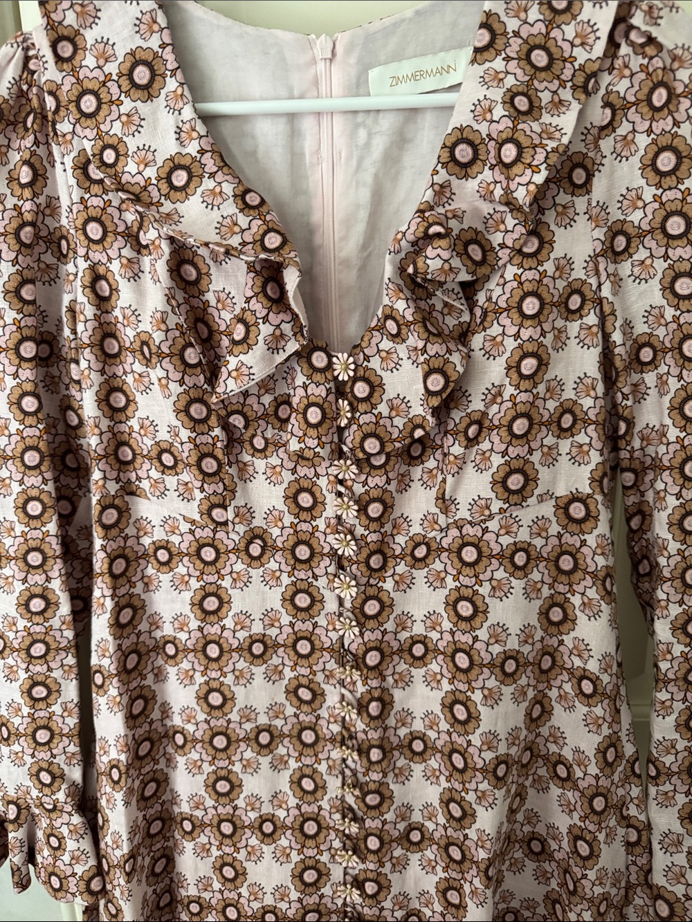 Zimmermann Floral Ruffle Midi Dress - Picture 2 of 8
